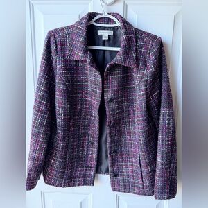 Christopher Banks - Women's Tweed lined blazer- Pink/Black/White - size medium